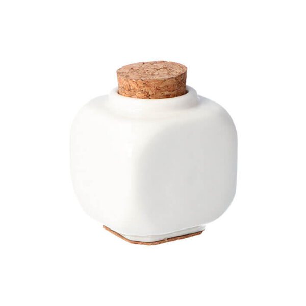 RECIPIENTE CERAMICO BLANCO TAPON CORCHO