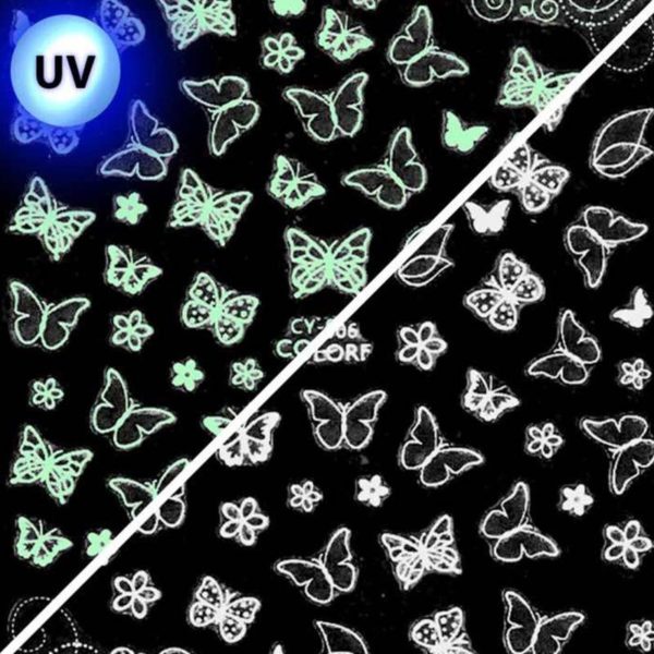 PEGATINA FLUORESCENTE UÑAS MARIPOSAS