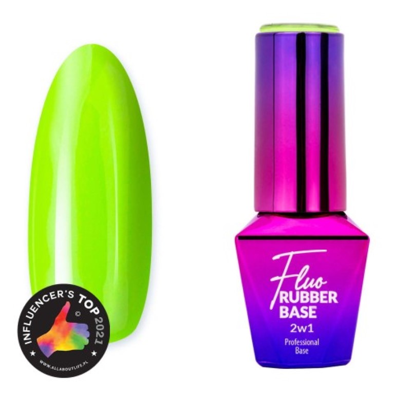 Molly-Lac-Fluo-Rubber-Base-nr-3-Lime-Mojito-01 BASE RUBBER 2 en 1 FLUOR LIME MOJITO Nº 3 MOLLY LAC 10 ML. - Imagen 1