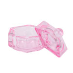 Vasito de cristal rosa con tapa