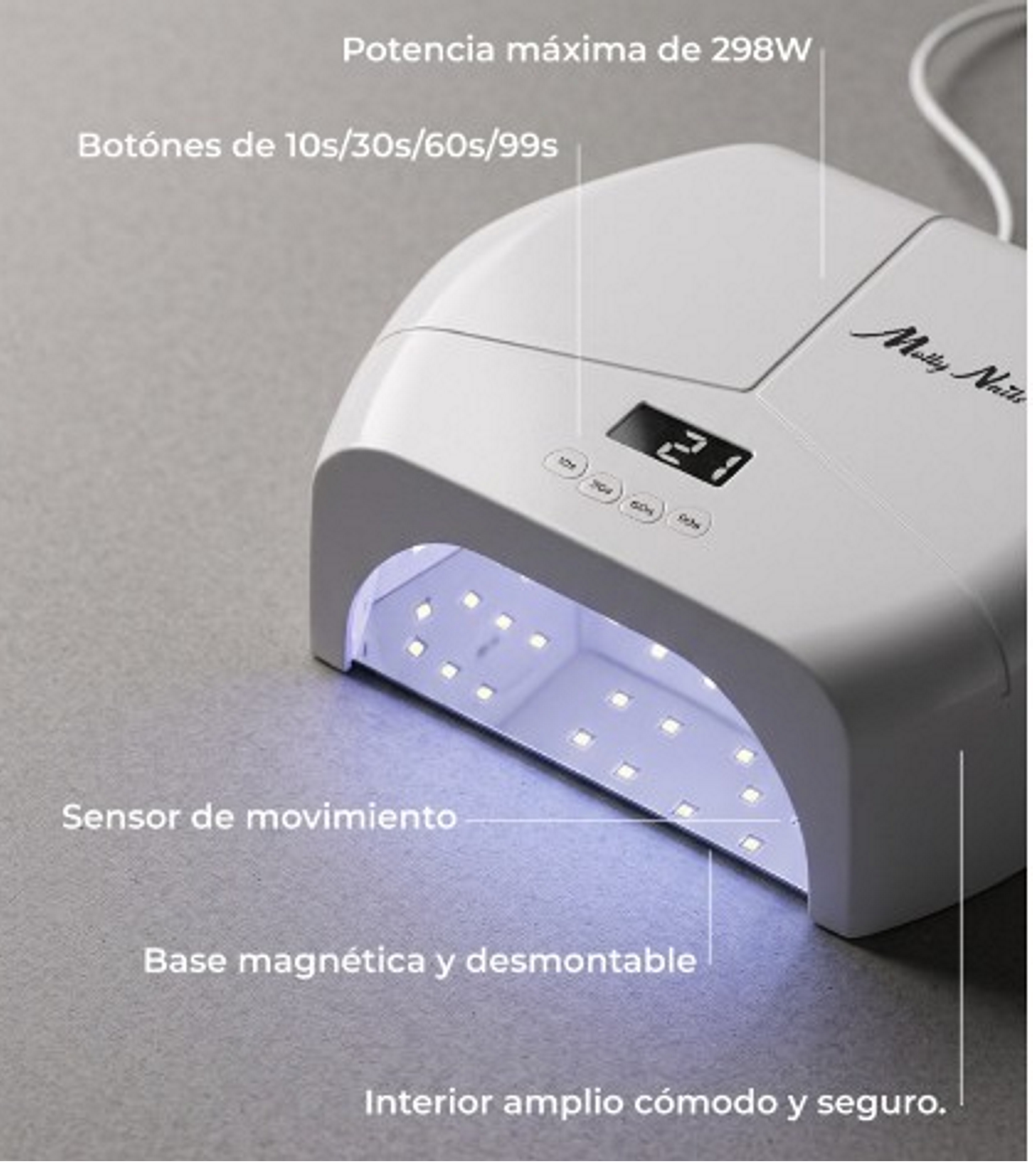 lampara-de-unas-bql8-298w-uvled-white-molly-lac lampara de uñas bql8